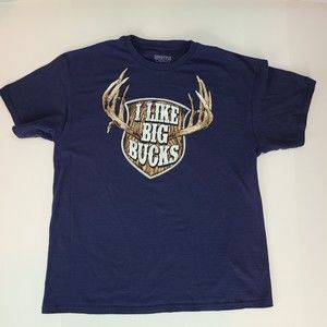 "I Like Big Bucks" Lifestyle Legends Adult (XL) Navy Blue Graphic Print T-Shirt